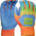 Rawlings | Workhorse Baseball Batting Gloves | Youth Sizes | Multiple Colors (Youth X-Large, Columbia Blue / Orange)
