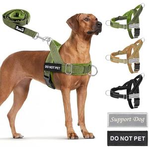 SlowTon No Pull Dog Harness - Heavy Duty Dog Harness and Leash Set for Medium Large Dogs, Reflective Tactical Harness with Soft Padded and Front Clip for Easy Walk and Training (Green, M)