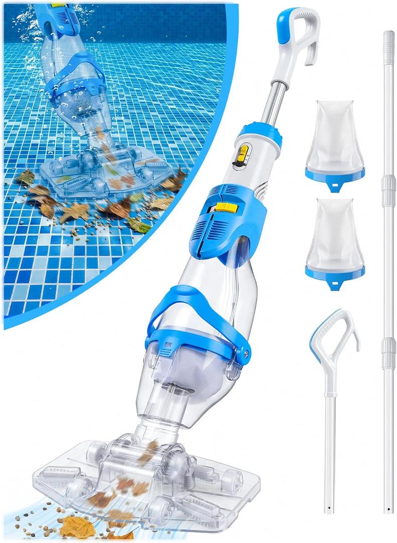LanOcean 2026 Newly Cordless Pool Vacuum for Inground Pool, Flow Adjustable, Transparent Brush Head–Visible Cleaning, 19 GPM Powerful Suction Handheld Pool Vacuum for Above Ground Pool, 70Mins Runtime