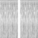 2 Pack Tinsel Backdrop, 3.28 FT x 7.05 FT Birthday Party Decorations, Silver Party Streamer Fringe Curtains Foil Backdrop, Metallic Silver Photo Props Party Supplies Party Decor