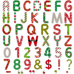 Faccito 176 Pcs Christmas Bulletin Board Decorations Letters Numbers Alphabet Paper Cutouts Punctuation Symbols Combo Set Red and Green Plaid Stripes Classroom Decorations for School Chalkboard Party