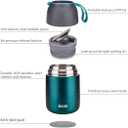 Insulated Thermo Food Jar for Hot & Cold Food for Kids Adult, 17 oz Soup Thermal Hot Food Containers for Lunch, Triple Layer Insulation Stainless Steel Food Jar with Spoon (Green)