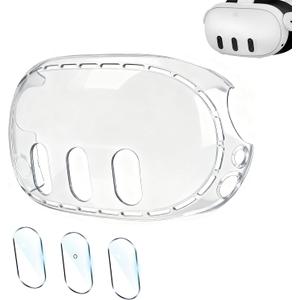 Upgraded Lens Protector Cover for Meta Quest 3, Plastic Hard Protective Shell Cover for Oculus Quest 3, Accessories for Quest 3 - Frosted Clear