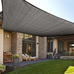 Permeable Rectangle Sun Shade Sail Dark Grey 20x26