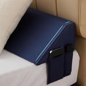 Bedluxe King Wedge Pillow Headboard (76"x10"x6"), Bed Wedge Pillow for Headboard, Foam Headboard Pillow, Bed Gap Filler King - Fill The Gap (0-7"), Mattress Gap Filler (Navy)