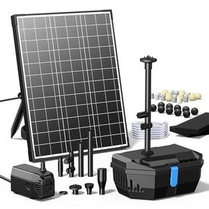 NFESOLAR Solar Water Fountain Kit, Pond Filter with 20W Solar Panel, 120 GPH Solar Water Pump, 4 Sprayers for Outdoor Pond 120-300 Gallons, Fish Tank and Garden Water Features N3212