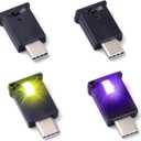 AOZITA Mini USB Type C LED RGB Light Brightness Adjustable 8 Color Changeable for Car, Laptop, Keyboard. Atmosphere Smart Type-C Night Lamp for Home Decoration (Quantity: 4) (USB-C(Qty:4))
