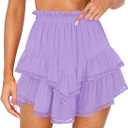 Women's High Waist Ruffle Mini Skirt Lace Trim Flowy Boho Skorts for Women Flared Tiered Golf Tennis Athletic Skirts (Purple)