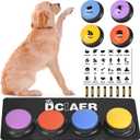 Dog Buttons for Communication,Talking Buttons for Dogs,4 Recordable Sound Buttons + 24 Scene Patterns + 1 Dog Button Mat+ 8 AAA Batteries