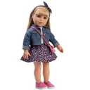 Gift Boutique 18 Inch Girl Doll, Fashion Doll with Fine Blond Long Hair, Blue Eyes, Floral Outfit, Denim Jacket, Sandals, Boots, Hair Bow, Handbag