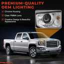 RH Xenon Headlight Assembly Fit for GMC Sierra 1500 2016 2017 2018, HID Projector Headlamp with LED DRL & Chrome Housing - Replace GM2503453 84046791 84568273 (Right Passenger Side, w/o D5S Bulb)