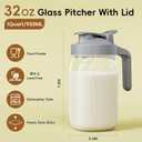 JunVpic Breast Milk Pitcher - 32 oz Glass Mason Jar with Dual Leak-Proof Design, Airtight Seal, Pour Spout & Handle, Storage Container for Breastmilk, Iced Tea & Ice DrinksGray