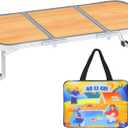 AO LI GEI Folding Camping Table Small with Storage Bag,Adjustable Height Portable Picnic Table,Upgraded Thickening Lightweight Outdoor Table Aluminum Legs (Brown:15.7"x35.4", Height:10.6")
