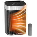 Small Portable Space Heater for Indoor Use - VOCRS 1500W PTC Electric Heater with Thermostat, Remote Control, 12H Timer, Eco and Fan Mode, Rapid and Safe