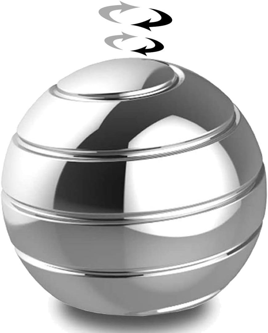 Kinetic Desk Toys,Full Body Optical Illusion Spinner Ball,Gifts for Men,Women,Kids 1.5 Size (Silver)