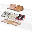 AOODA Long 2 Tier Shoe Rack for Closet Metal Wide Stackable Shoe Storage Organizer for Entryway, Bedroom, Floor, 18-Pairs Low Sneaker Shelf, White (11.4 x 42.7 x 18.7)