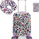 Kid's Luggage Set 2 Piece Suitcase Set Hardside Luggage with Spinner Wheels Girls Carry on Toddler Travel Rolling Suitcase with Neck Pillow Airline Approved