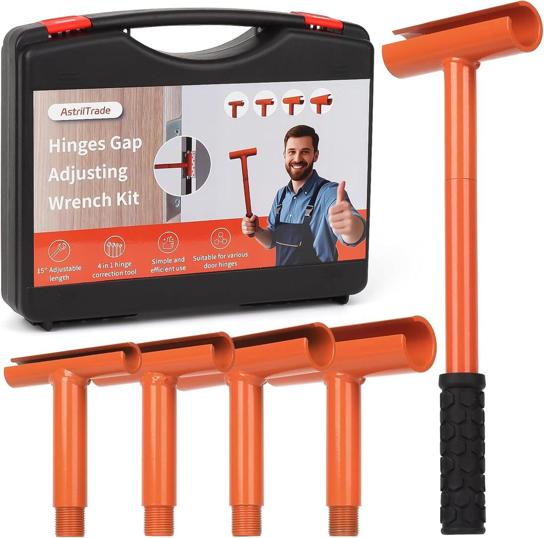 4-in-1 Door Hinge Adjustment Tool for Sagging Doors, Steel Hinge Repair & Alignment Wrench for Home and Commercial Use