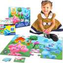 Blue's Clues Floor Puzzle for Kids, Toddlers - Bundle with Blue's Clues 36 Piece Puzzle, Stickers, More | Blue's Clues Toys and Games Set