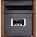 Amazon Basics Portable Space Heater with Remote Control, Adjustable Thermostat, Indoor Use, Energy-Saving Setting, LED Display, Classic Wood Casing, 1500W, 12"D x 13"W x 16"H, Brown