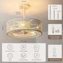 REDSTAR Caged Ceiling Fans with Lights, White Industrial Ceiling Fan with Light and Remote, Farmhouse Ceiling Fan Light for Living Room, Bedroom, Kitchen (Modern Minimalist W)