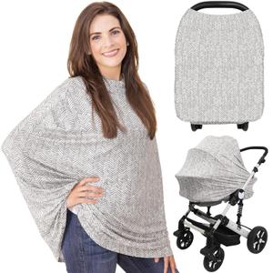 Car Seat Covers for Babies - Nursing Covers for Breastfeeding, Baby Car Seat Canopy for Girls, Boys, Nursing Essentials for Breastfeeding Women, Infant Stroller Privacy Protection (Herringbone) (Herringbone)