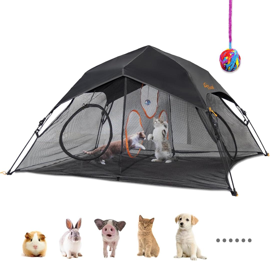 Tent Pop Up Cat Tent, Portable Lightweight Cat Playpen with 3 Holes, Indoor Outdoor Pet Enclosure w/Carry Bag, Foldable Interactive Cat Play House for Cats KittensPatented