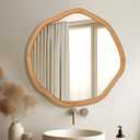 ULIKE Irregular Round Wood Mirror 30 Inch, Natural Wall Mirror