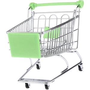 Mini Shopping Cart Miniature Supermarket Handcart Shopping Utility Cart Storage Toy for Kids - Green