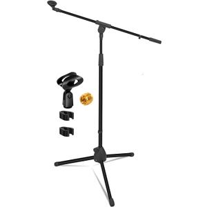 5 Core Tripod Mic Stand Floor Adjustable 18 to 72 Inches Sturdy Boom Arm Holder Microphone Stands Pedestal Para Microfono for Singing MS 080 (Black)