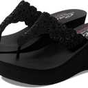 Skechers Women's Padma Flip-Flop (9, Black/Black)