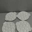 Okllen 4 Pack Ceramic Escargot Plates with 12 Holes and Handles, 9 Inch Seafood Snail Dish Footed Plates White Escargot Baking Dish Server for Home, Kitchen, Restaurant, Hotel, BBQ