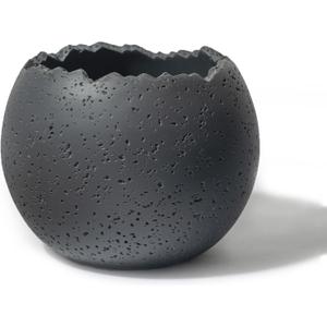 6 Inch Modern Minimalist Resin Planters with Drainage Hole, Charcoal Gray Indoor Outdoor Flower Pots for Succulents, Herbs, Orchids & Small Plants - Charcoal Gray