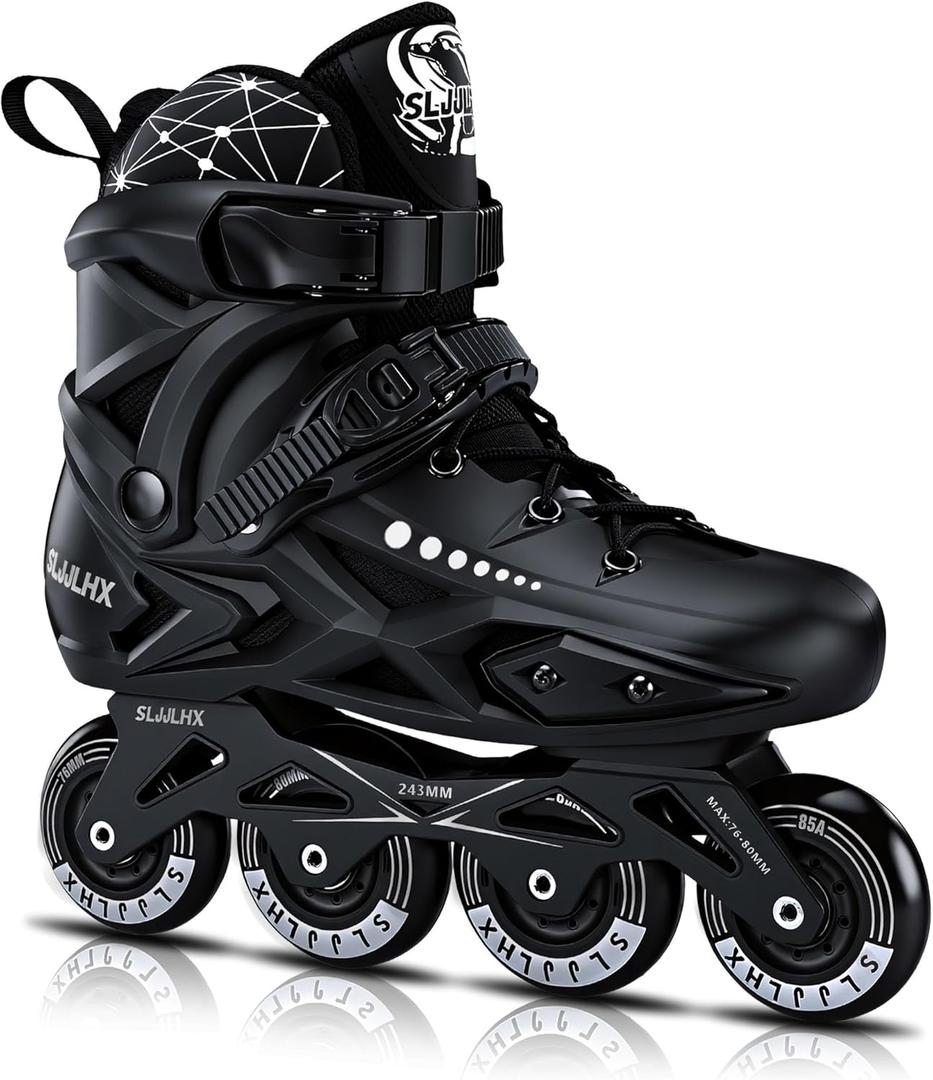 Inline Skates Adult for Women and Men, Roller Skates (Black, Men 9/ Women 10)