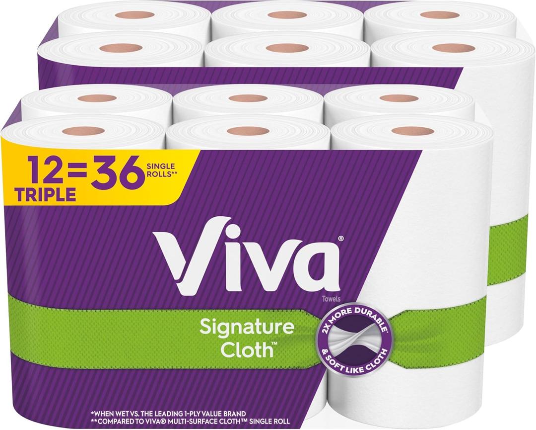 Viva Signature Cloth Paper Towels, 12 Triple Rolls, 141 Sheets per Roll (White)