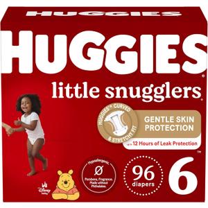 Huggies Size 6 Diapers, Little Snugglers Baby Diapers, Size 6 (35+ lbs), 96 Ct (2 packs of 48)