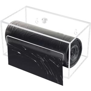 Trash Bag Organizer Dispenser, Acrylic Garbage Bag Holder Dispenser, Trash Bag Roll Dispenser for Wall Mount (Standard, Clear)