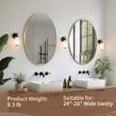 Gold Oval Mirror for Bathroom, 22x30 Inch Oval Bathroom Mirror with Brushed Metal Frame, Wall Mounted Decorative Vanity Mirror for Bathroom, Living Room, Entryway