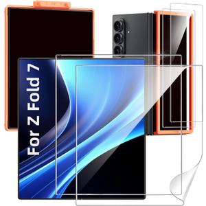 Hoerrye for Samsung Galaxy Z Fold 7 Screen Protector - [with Auto Align Frame Accessories] [2 Pack Inside Flexible TPU Film + 2 Pack Front Tempered Glass] No Creases,No Bubbles,Case Friendly