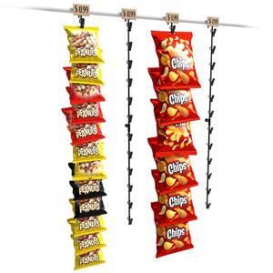 Multifunctional Chip Display Stand - 4pcs Hanging Potato Chip Rack, Snack Bag Organizer for Retail & Pantry (Black)