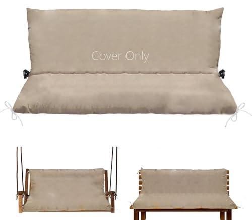 Oslimea Swing Cushion Cover Replacement 47 x 40 Outdoor Porch Swing Cushions 2-3 Seater Replacement Cover with Ties and Buckle Waterproof for Outdoor Patio Porch Swing Cushions, Tan