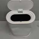 Anzoymx Stainless Steel Bathroom Trash Cans 1.8 Gallons Small Garbage Can with Pop up Lid, Dog Proof Narrow Wastebasket, Slim Waterproof Litter Trash Bins Set for Bedroom, Toilet, Office (White)