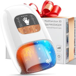 Hand Massager with Heat and Compression, 6 Modes 6 Intensities 3 Heating Options Hand Massager for Arthritis and Carpal Tunnel Relief with Cooling Fan & Touchscreen & Palm Roller, Gifts for Women Men (Large)