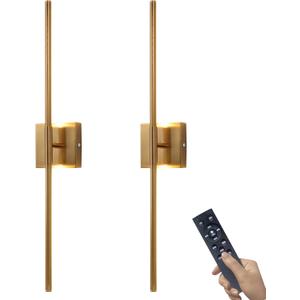 15800 mAh Battery Operated Wall Sconce with Remote Control Dimmable Wall Sconce Set of Two 3000K LED Brass Gold Wireless Wall Light Battery Powered Cordless Rechargeable Sconces Wall Lighting Set of 2