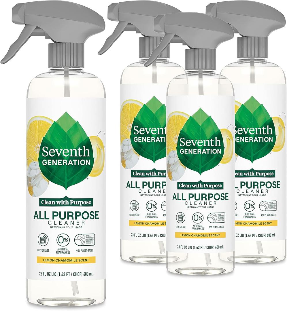 Seventh Generation All Purpose Cleaning Spray Surface Cleaner Lemon Chamomile scent Cuts Grease 23 oz, Pack of 3