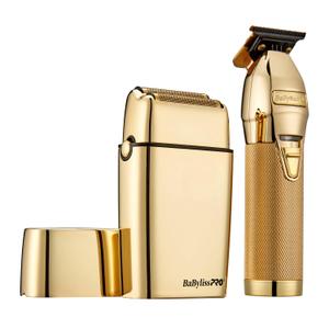 LIMITEDFX Cord/Cordless Hair Trimmer and Double Foil Hair Shaver Prepack, High-Performance Lithium-Ion Batteries for Long-Lasting Cutting (Gold)