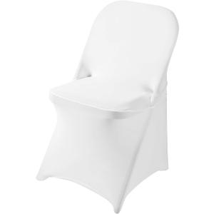 Ascoza 100 Pack White Spandex Folding Chair Covers in Stretch Washable Fabric for Wedding, Party,Holidays,Celebration and Other Special Events