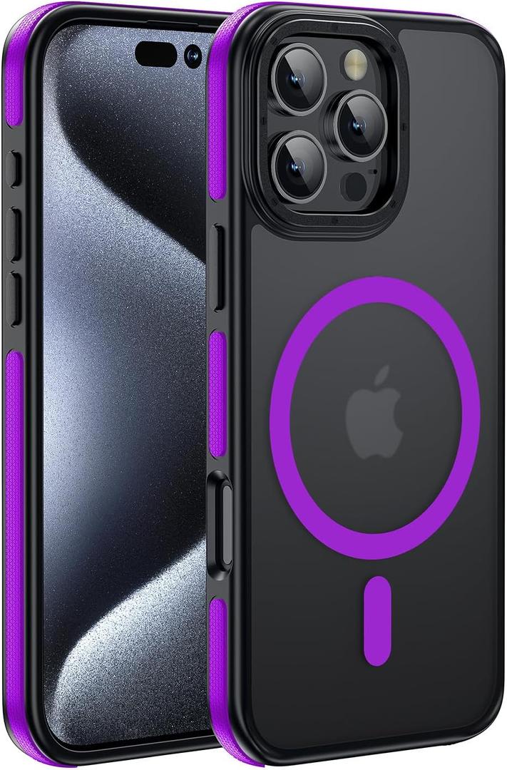 Strong Magnetic for iPhone 16 Pro Max case [10Ft Military-Grade Protection] Compatible with fit MagSafe Shockproof Slim Thin Cover case for iPhone 16 Pro Max 6.9 inch, Bumper Purple
