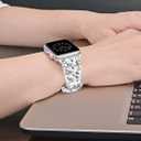 Iiteeology Compatible with Apple Watch Band 46mm 45mm 44mm 42mm, Glitter Shiny Bling Leather Band for iWatch Series 11-1/SE 3 - Silver