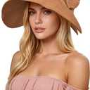 Womens Wide Brim Visor Hat Foldable Straw Sun Hat UV Protection Beach Cap (Khaki)